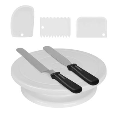 Imagem de Base Giratória para Bolos | Mesa Giratória Silenciosa e Larga com Raspador de Glacê,Ferramenta para Decorar e Exibir Bolos | Para Cozinha Festas Reuniões Cupcakes Doces