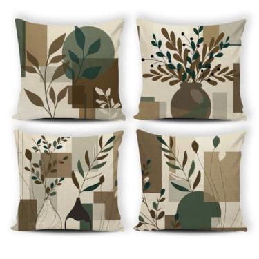 Imagem de Kit 4 Almofadas Decorativas Digitais Cheias 42x42 Estampa Digital com Zíper para Sofá Sala(JARDIM MODERNO)