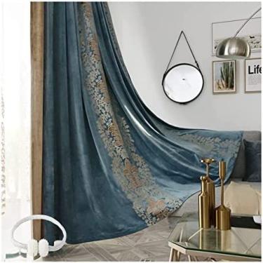 Imagem de Cortina Blackout De Veludo Macio E Luxuoso Cortinas Vintage Bordadas Com Flores Cortinas Plissadas Para Quarto E Sala De Estar 2 Peças,L140xL245cm (L55*L96in),Collector88