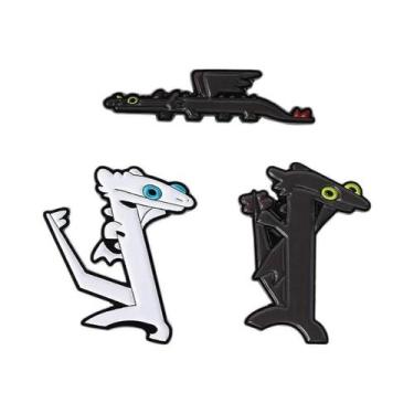Imagem de Conjunto De Pins De Esmalte De Dinossauro E Gato Em Estilo Cartoon, Br