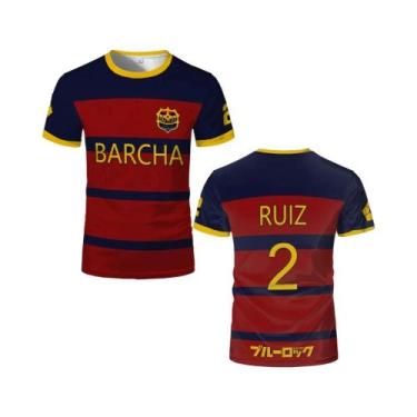 Imagem de Camiseta Masculina De Cosplay Do Anime Blue Lock FC Barcha 2024 Estilo