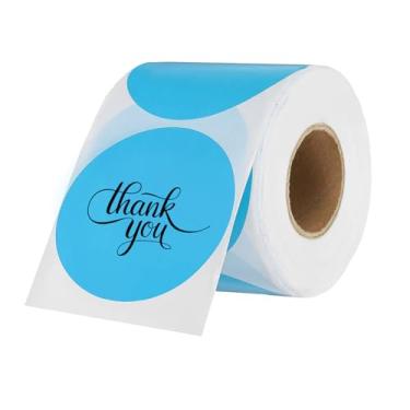 Imagem de PATIKIL 500 etiquetas térmicas redondas, adesivos coloridos circulares de 7 cm para impressão térmica, escritório, decoração de casa, diário, lista de tarefas, caderno de viagem, azul