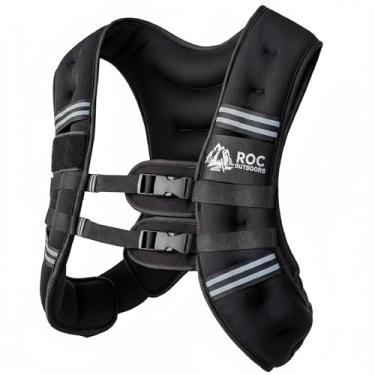 Imagem de Roc Colete pesado ao ar livre para mulheres e homens, 2,3 kg/4,5 kg/6,8 kg/9,1 kg/13,6 kg, colete com faixa refletiva para treino, treinamento de força, corrida, caminhada, fitness, treinamento com