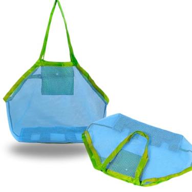 Imagem de Bolsa de Praia Dobrável em Poliéster Verde e Azul – Leve, Compacta e Resistente, 1 Compartimento, Ideal para Praia, Piscina, Viagens e Academia (AZUL)