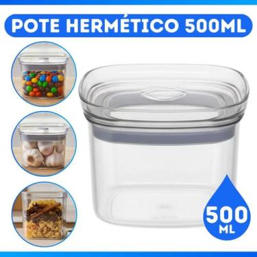 Imagem de Unidade Pote Organizador Quadrado 500ML New Hermetic - Plas Tutti