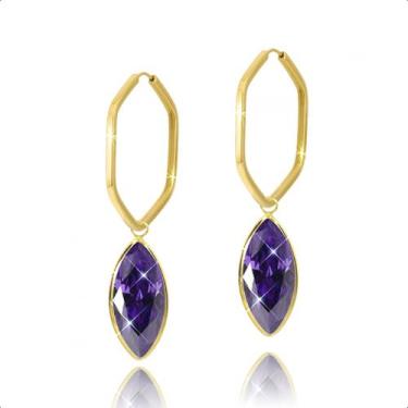 Imagem de Brinco Argola Com Par de Pingentes Ouro 18k - Sofistgold Joias, Ametis