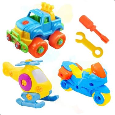 Imagem de Brinquedo Montessori Monta e Desmonta Educativo Carrinho Helicoptero Moto COR SORTIDA (Moto+Carro+Helicoptero)