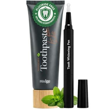 Imagem de Nudge Kit De Clareamento, Pasta Dente Com 10% Nano Hidroxiapatita (113 G, Menta) E Caneta Gel Dental (2 Ml), Sem Flúor, Seguro Para Esmalte, Antissensível, Controle Placa Bacteriana, Clareia Fortale