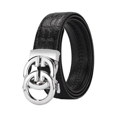 Imagem de Cinto De Luxo Masculino Em Couro PU Com Fivela Automática De Liga Metá