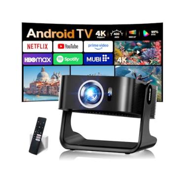 Imagem de [Suporte 4K] Mini projetor HD 1080p Dual Band WiFi6 5G e Bluetooth5.4 foco automático e prevenção de obstáculos, projetor externo portátil, suporte ajustável de 270° para filmes caseiros - Preto