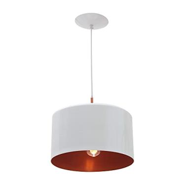 Imagem de Pendente bilboquê large branco e cobre luminária alumínio lustre sala moderno grande cilíndrico redondo