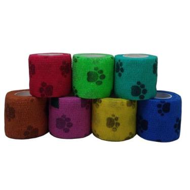 Imagem de Kit 10 Bandagem/atadura Elástica 5 CM C/ Patinhas Cores Sortidas - Lim
