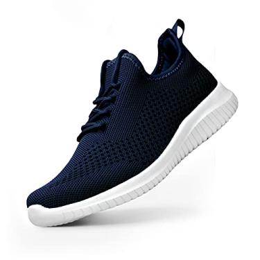 Imagem de Flysocks Tênis de corrida feminino sem cadarço para caminhada, antiderrapante, leve, respirável, de malha, confortável, C - Azul-marinho, 36