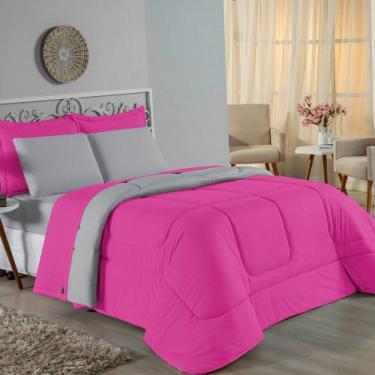 Imagem de Kit Edredom Dupla Face + Jogo de Lençol Queen Nobre 7 peças Malha 100%