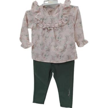 Imagem de Conjunto Blusa Estampada Calça Bebê Menina Paraiso Rf 13083-Feminino