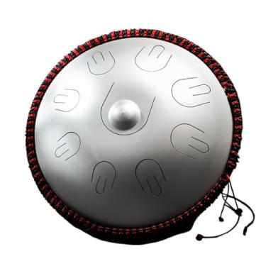 Imagem de Tambor de língua de aço de 35,5 cm, 9 notas, D menor, instrumento de percussão profissional, tambor de mão, ioga para iniciantes (prata)