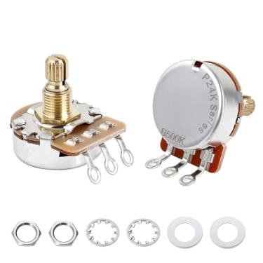 Imagem de Banworks Potenciômetros de latão B500K M8 Thread tamanho completo para guitarras métricas, eixo curto dividido de 18 estrias (comprimento de 15 mm) para Epiphone Les Paul LP/SG Squier Strat/Tele