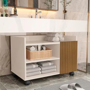 Imagem de Gabinete Para Banheiro Multiuso Estante e Porta com Rodinhas Londres (LONDRES OFF RIPADO)