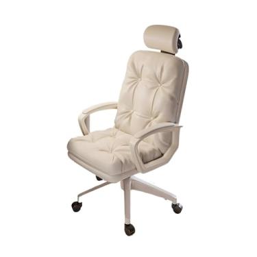 Imagem de Cadeira de escritório, cadeira de escritório com encosto alto, cadeira giratória de couro para casa com rodas, confortável, macia, ajustável, cadeira de escritório, cadeira giratória descendente