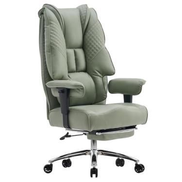 Imagem de EXCEBET Cadeira de escritório grande e alta, assento largo de 181 kg, cadeira executiva de couro com encosto alto com apoio para os pés, cadeiras ergonômicas, suporte lombar para alívio da dor lombar