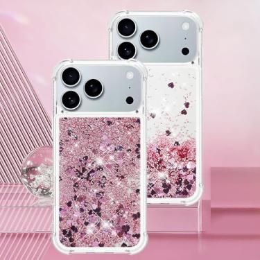 Imagem de Capa transparente com glitter e areia movediça líquida para iPhone 17 Air 16 PM 15 14 Plus 13 12 11 Pro Max 16e, capa protetora antirreflexo, YB, LS, L04, para iPhone 17