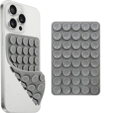 Imagem de Suporte de telefone com sucção dupla face de silicone, 2 peças, aderência adesiva removível, acessório de selfie e vídeo com as mãos livres, suporte de sucção de telefone TikTok tendência para iPhone