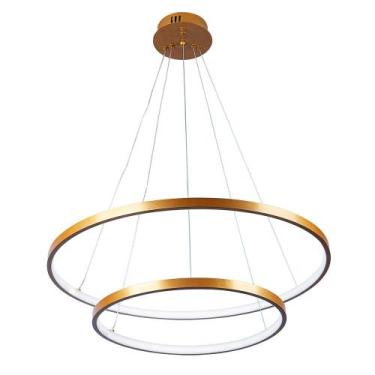 Imagem de Lustre Aros Arcos Led Pendente Moderno Sala Quarto Luxuoso 2 Anéis Rin