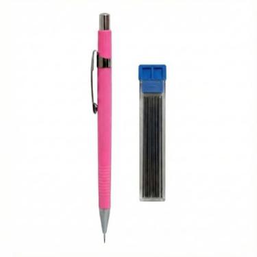 Imagem de Kit Lapiseira 0.7mm Rosa com Tubo de Grafite e Borracha Escrita Macia Precisa e Confortável Escola Escolar Escritório Casual Design Ergonômico