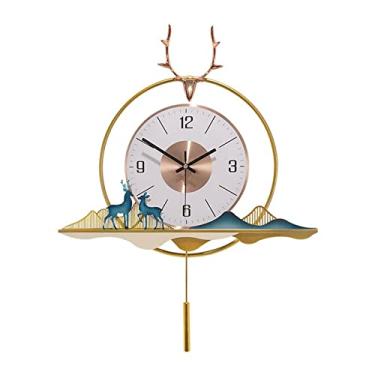 Imagem de x3anggyt5 Relógio artístico de luxo leve para sala de estar estilo europeu decoração de varanda relógio de parede criativo em forma de veado relógio silencioso decoração de casa