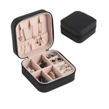 Imagem de Porta Joia Com Kit 20 pcs Bolsa Para Viagem Portátil caixa de armazenamento bolsa anel colar Bom Presente (20,preto)