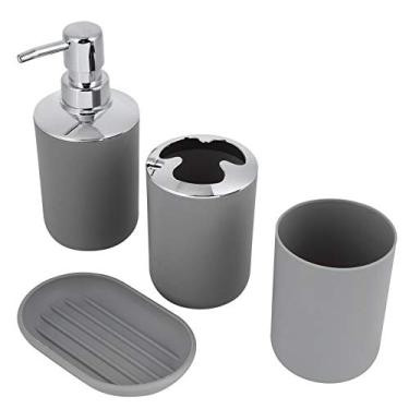 Imagem de Generic Conjunto de Saboneteira para Garrafa de Loção, Copo de Enxágue, Acessórios de Banheiro de Plástico Modernos para Decoração de Pia Arrumada, Banheiro Aplicável para Todas As Pessoas, Kit de