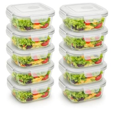 Imagem de Pote Hermético 370/525/640 ML Vidro Retangular C/Válvula Ar Marmita Fit(525Ml,05)