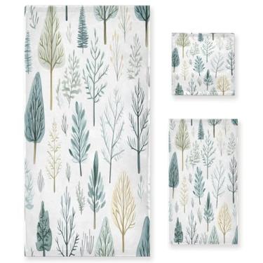 Imagem de xigua Conjunto de toalhas de banheiro floresta de inverno absorvente macio 3 peças toalha de banho toalha de mão toalhas decorativas para banheiro, academia, hotel, praia, piscina