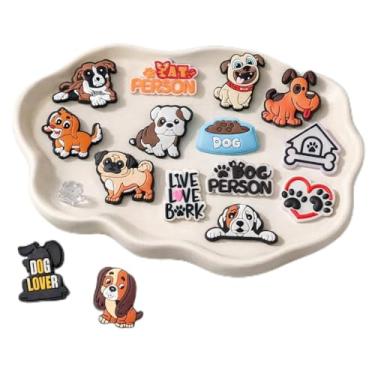 Imagem de Pingentes de plantas elegantes e fofas, decoração para sapatos, pingentes de flores arco-íris, acessórios de moda personalizados e presentes, 16 peças - pingentes de cachorro, One Size