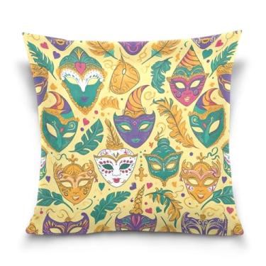 Imagem de ATTX Capas de almofada com padrão de máscaras de carnaval 50 x 50 cm capas decorativas com zíper para sala de estar sofá-cama (48)
