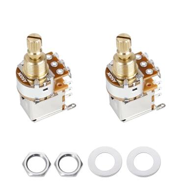 Imagem de Banworks Potenciômetro de pressão para guitarra A500K Imperial 3/20.3 cm Full Brass com eixo curto dividido de 18 estrias (comprimento de 15 mm) para Fender Strat/Tele Gibson Les Paul LP/SG PRS 2