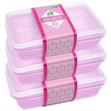 Imagem de Kit 6 Potes 1000 ml BPA Free Click Micro Freezer Extra Forte Marmita F