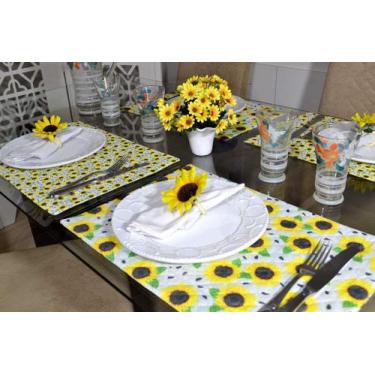 Imagem de Jogo Americano Matelado Dupla Face 6 Peças - Flor de Girassol - Arte &