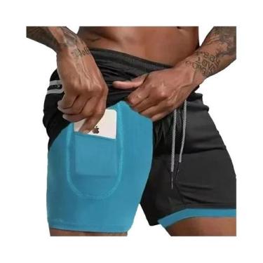 Imagem de Shorts Esportivos Masculinos De Verão 2 Em 1 Com Camada Dupla Para Tre
