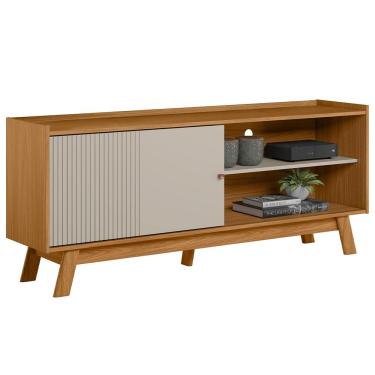 Imagem de Rack Para Sala de Estar TV 65 Pol Pés Retrô Suna L05 Nature  Off White - Lyam Decor