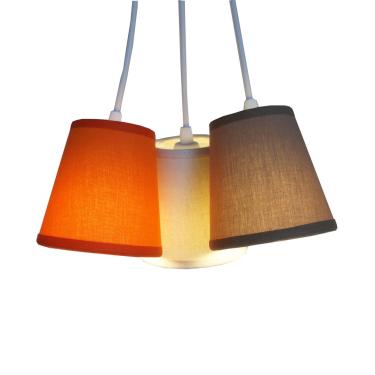 Imagem de Lustre Pendente Luminária Triplo Zoo Laranja, Caqui E Bege Bivolt