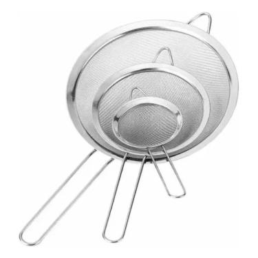 Imagem de Jogo 3 Peneiras Aço Inox Luxo Pmg Utensílios De Cozinha Kit