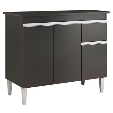 Imagem de Balcão De Cozinha Tatiane Com Tampo 100cm Preto Fosco - Ajl