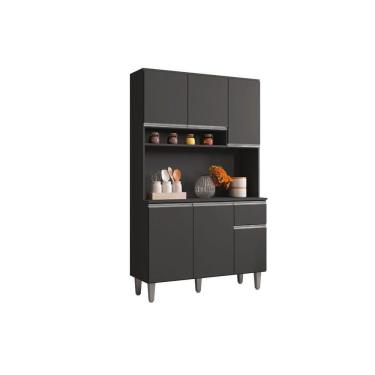 Imagem de Kit Cozinha Compacta Márcia 105 Cm Com 6 Portas E 1 Gaveta Cinza Fosco