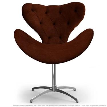Imagem de Cadeira Com Capitonê Decorativa Poltrona Egg Marrom Com Base Giratória