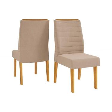 Imagem de Kit 2 Cadeiras Sala Jantar Ondina 2 Un Cedro Suede Kraft Bege