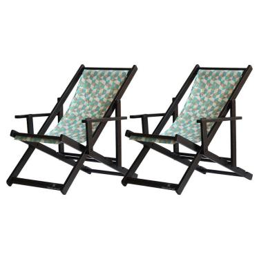 Imagem de Kit 2 Espreguiçadeiras Dobrável Black Cb-triang Azul