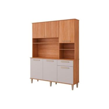 Imagem de Kit De Cozinha Compacta Mila 6 Portas 1 Gaveta E 4 Nichos Cinamomo-off White - Mgm