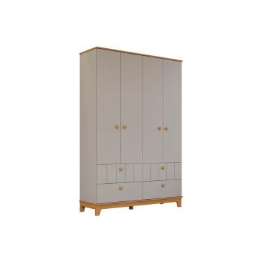 Imagem de Guarda Roupa Infantil C/ 4 Portas E 4 Gavetas Biscoito Fendi/nature - Permóbili Baby