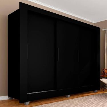 Imagem de Guarda Roupa Casal 3 Portas 1 Gav Betina Preto Fosco- Moveis Arapongas